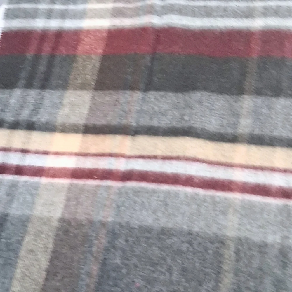 Fraas/Cashmink Buttery Soft Gray/Red/Beige Plaid Dressy 12